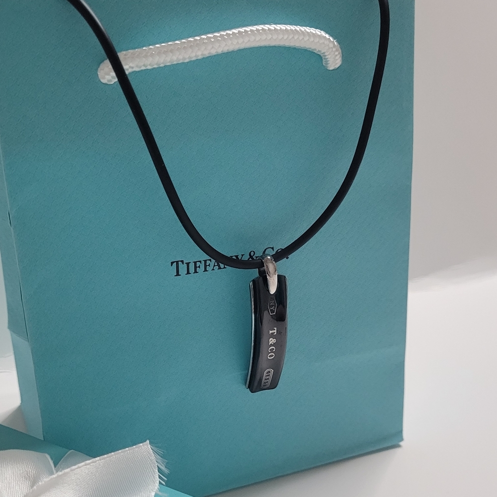RARE🩵 TIFFANY & CO 1837 Midnight Bar Pendant Necklace UNISEX Retired Tit
